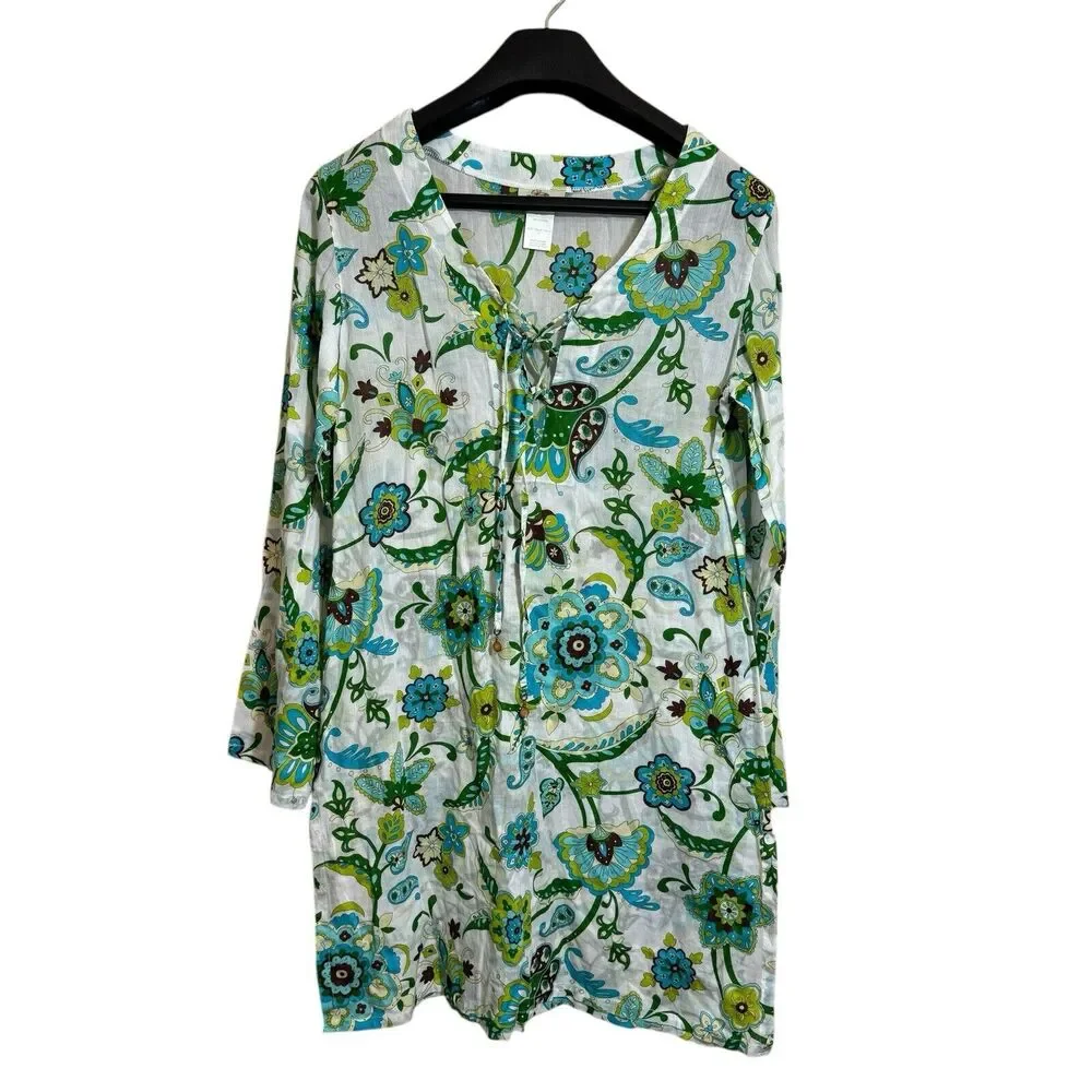 Tommy Bahama Women’s Small Floral Tunic Top Swim Cover Up Beachy Vacation Cruise